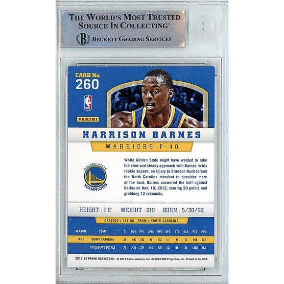 Harrison Barnes Golden State Warriors Autographed Panini Basketball Card Beckett - Picture 2 of 4